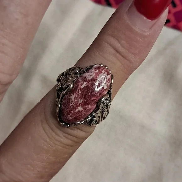 Norwegian Thulite Ring in Sterling Silver. - Picture 5 of 10